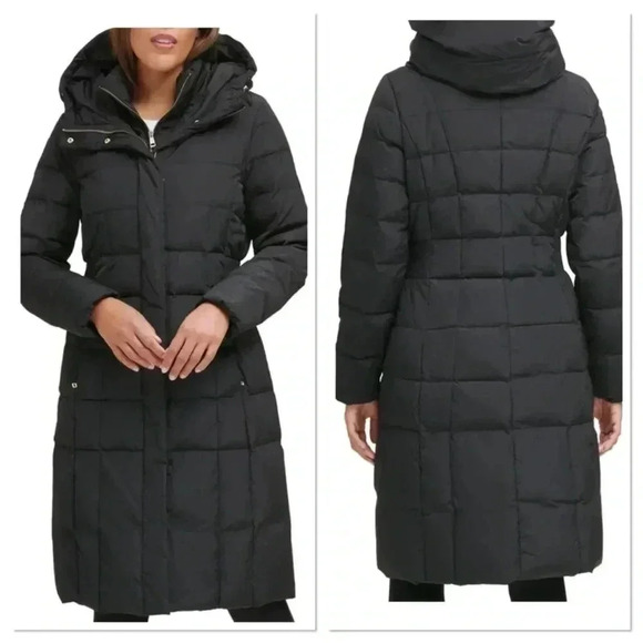 Cole Haan Down and Feathers Fill Hooded Puffer Coat with Inside ZipperBibb Sz S - Picture 2 of 16